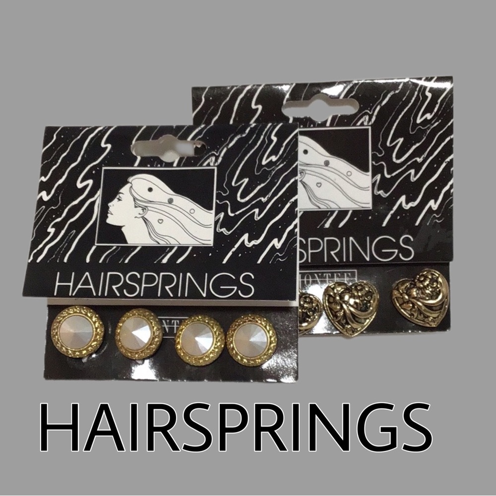 NEW Jontee HairSprings, Pointed Pearl & Gold and Gold-Tone Heart Cut Out, 8 Pcs.